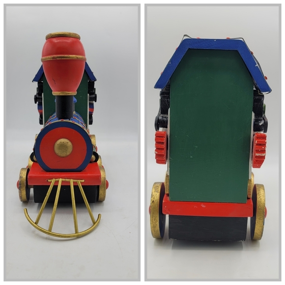 Rustic Wooden Christmas Train Snowman Locomotive Folk Art Holiday Decor 1990s - Picture 2 of 16